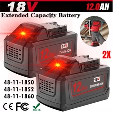 2x 12.0AH For Milwaukee For M18 Lithium-ion Capacity Battery 18 Volt 48-11-1880