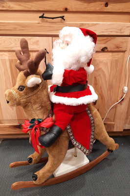 VTG Santa s Best Animated Santa Riding Reindeer Rocking Christmas Display WORKS