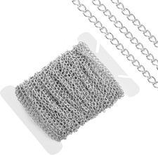 Curb Chain for Jewelry Making 3Mm 33 Ft Silver Chain Roll Stainless Steel Neckla