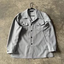 Vintage JCPenney Shirt Jacket Mens M 42 Gray Shacket Button Up 70s Western