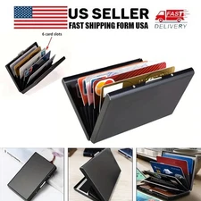 Stainless Steel Metal Wallet 1X Credit Card Holder RFID Enclosed Protective Case