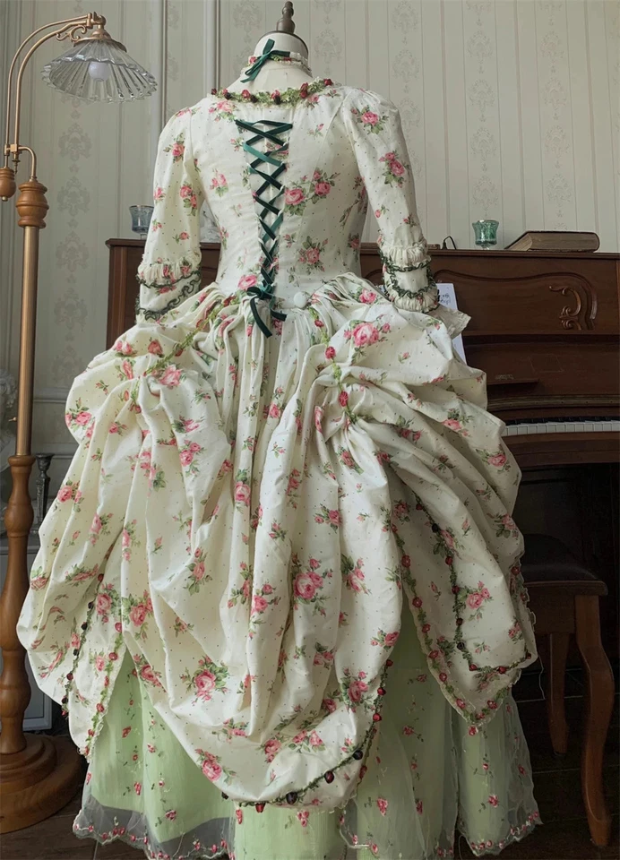 Robe A La Francaise 18th Century Robe De Bal Rococo Marie Antoinette Ball Gown  - Image 3 of 4