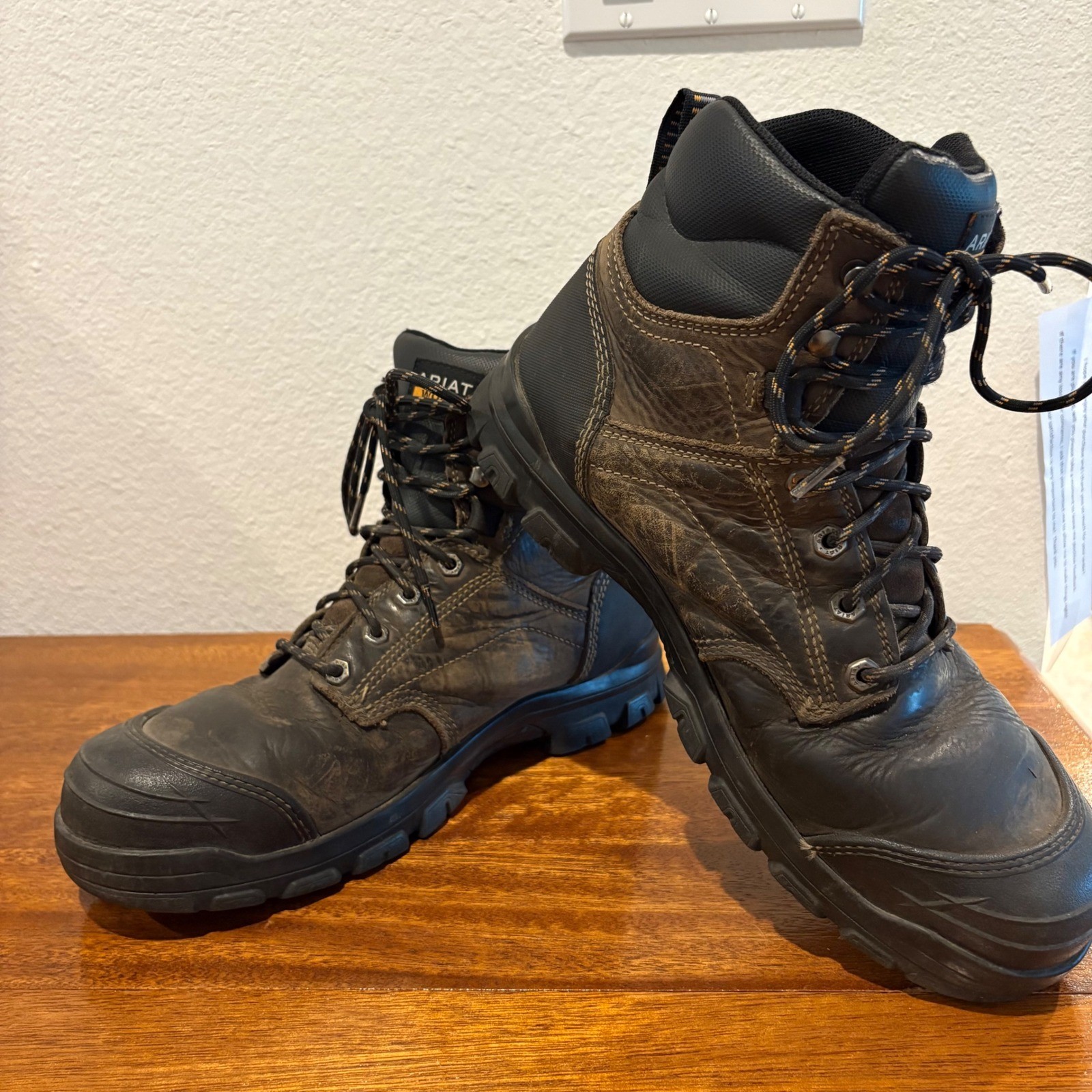 S 10.5 Ee Wide Brown Leather Steel Toe Waterproof Astm F2413