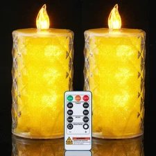 Homemory Flameless Pillar Candles with Remote, 2 Pcs Flickering Battery Opera...