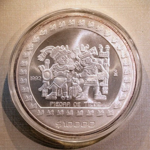 5 OZ. SILVER ROUND - Mexico, $10000 Pesos, 1992, NICE UNC CONDITION