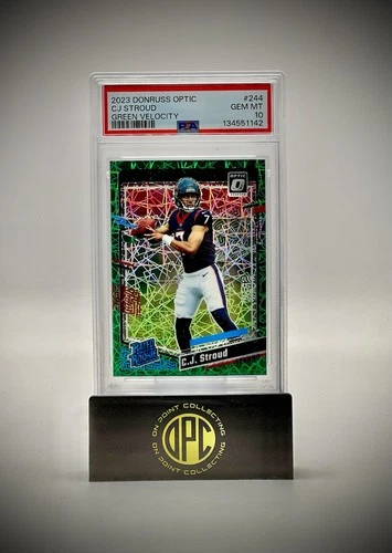CJ Stroud RC 2023 Donruss Optic Green Velocity Rookie Card #244 PSA 10