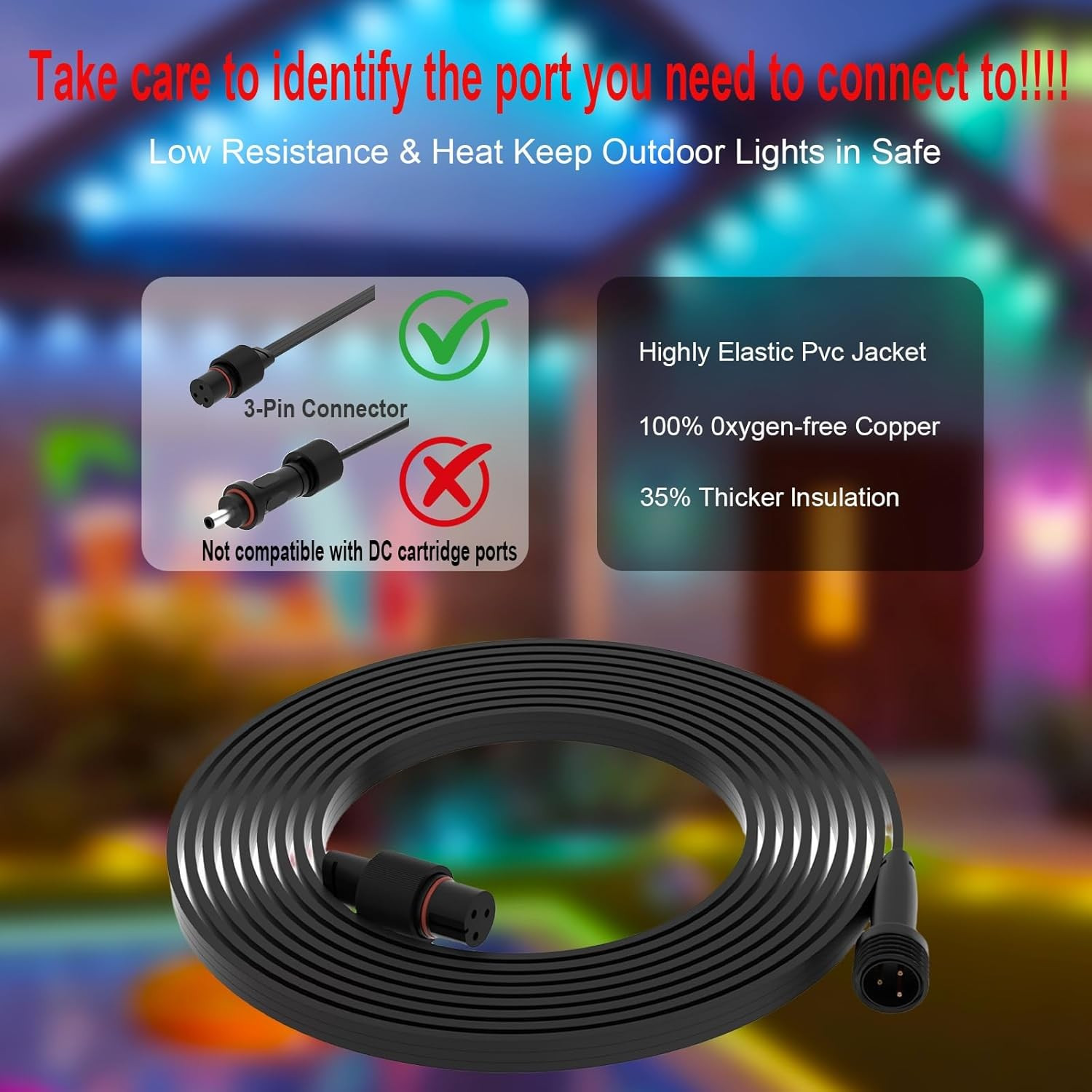 16FT Extension Cable Kit for Govee Permanent Outdoor Lighting,Exten