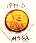 1949-D Lincoln Wheat Cent Penny GEM RD BU From an Original Bank Roll