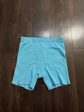NEW Skims Waffle Thermal Boxer Lounge Shorts Cyan Blue High Rise Waisted S