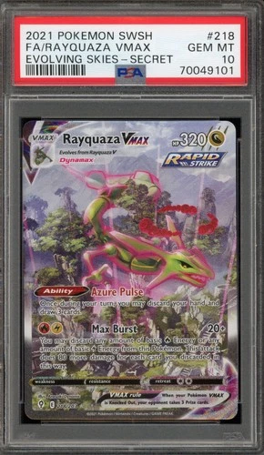 Pokemon Rayquaza VMAX Evolving Skies Secret Rare Full Alt Art #218 PSA 10
