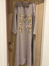 Floral Abaya Women Open Kimono Dubai Uk Size 10-12 Suitable Eid Or Ramadan
