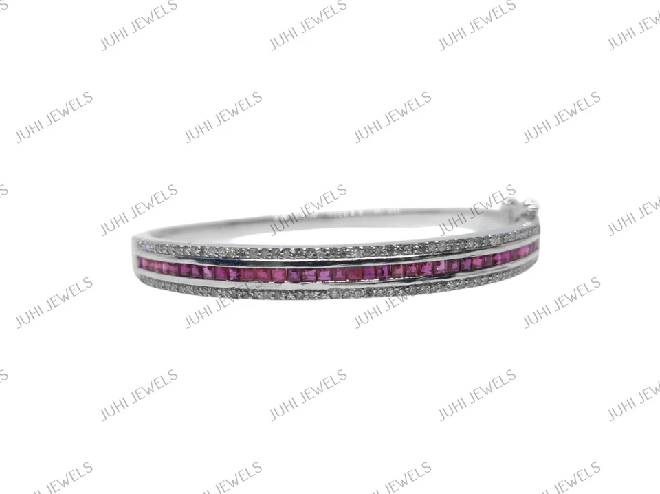 Natural Ruby Bangle Bracelet 925 Silver Ruby Bangle Pink Ruby Bridal Bangles - Image 2 of 4