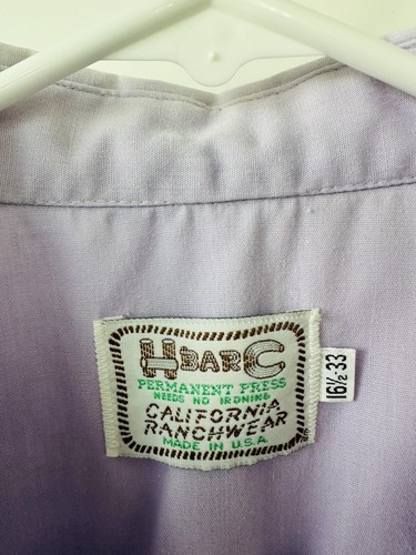 Vintage Men’s Western Shirt 16.5 33 H Bar C Ranch Wear Pearl Snap Purple - Picture 3 of 8