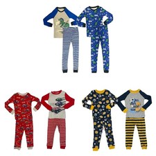 Member's Mark Boy's 100 Cotton Long Sleeve 4 Piece Pajama Set