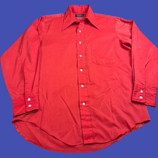 JC Penney Towncraft Mens Large Red Long Sleeve Button Penn Prest Shirt Vintage