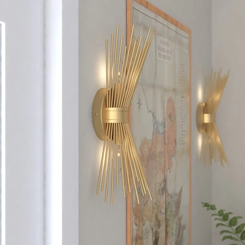 Vaxcel Lighting W0337 Nikko 2 Light 16" Tall Sunburst Wall Sconce - Gold - Picture 2 of 6