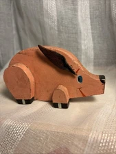VTG Wood Pig Farm Animal Toy Pink Wooden Cute Smile Barnyard Farmhouse  Country