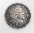 1892 P Silver Barber Dime AU to UNC Gem Beautiful Toning