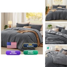 Bedsure King Comforter Set Dark Gray Soft Prewashed Bedding For All Seasons 3