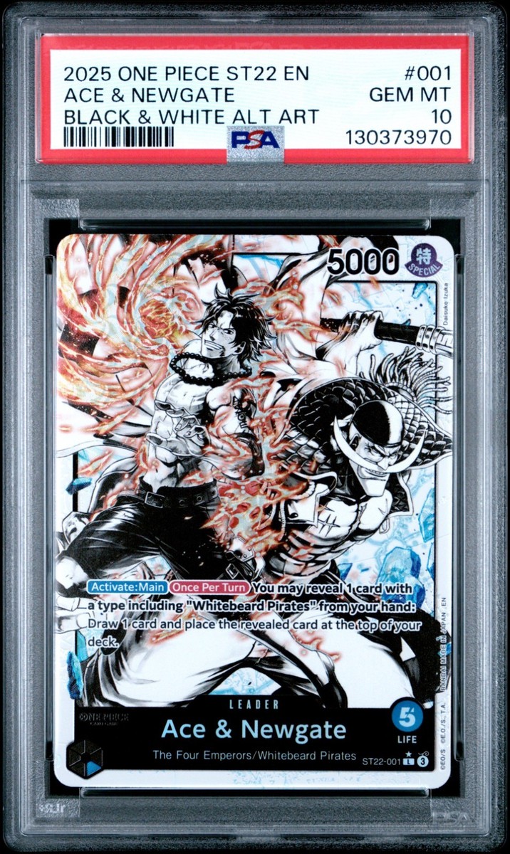 One Piece St22-002 English Ace & Newgate Black White Alt Art