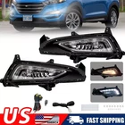 LED Fog Lights Front Bumper Lamps with DRL For 2016-2018 Hyundai Tucson+Wiring