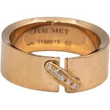 CHAUMET 18k Rose Gold VS Diamond Liens Evidence Wedding Band Ring .04CT Size 52