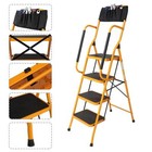 Stepladder Foldable Non Slip 4 Step Steel tread Safety Handrail Rail Ladder UK