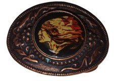 Native American Indian Chief Head Colorful Bergamot Brass Works Belt Buckle