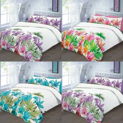 New Flowery Duvet Cover With Pillow Case Bedding Set Single Double