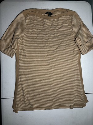 Lauren Ralph Lauren Beige White Stripe Boat Neck Shirt Size L Capsule  Wardrobe