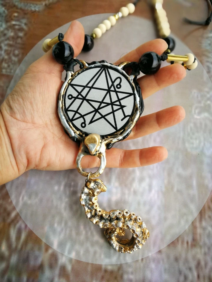 некрономикон талисман викка ожерелье амулет подвеска ведьма драгоценности винтажные ювелирные изделия - Изображение 4 из 4