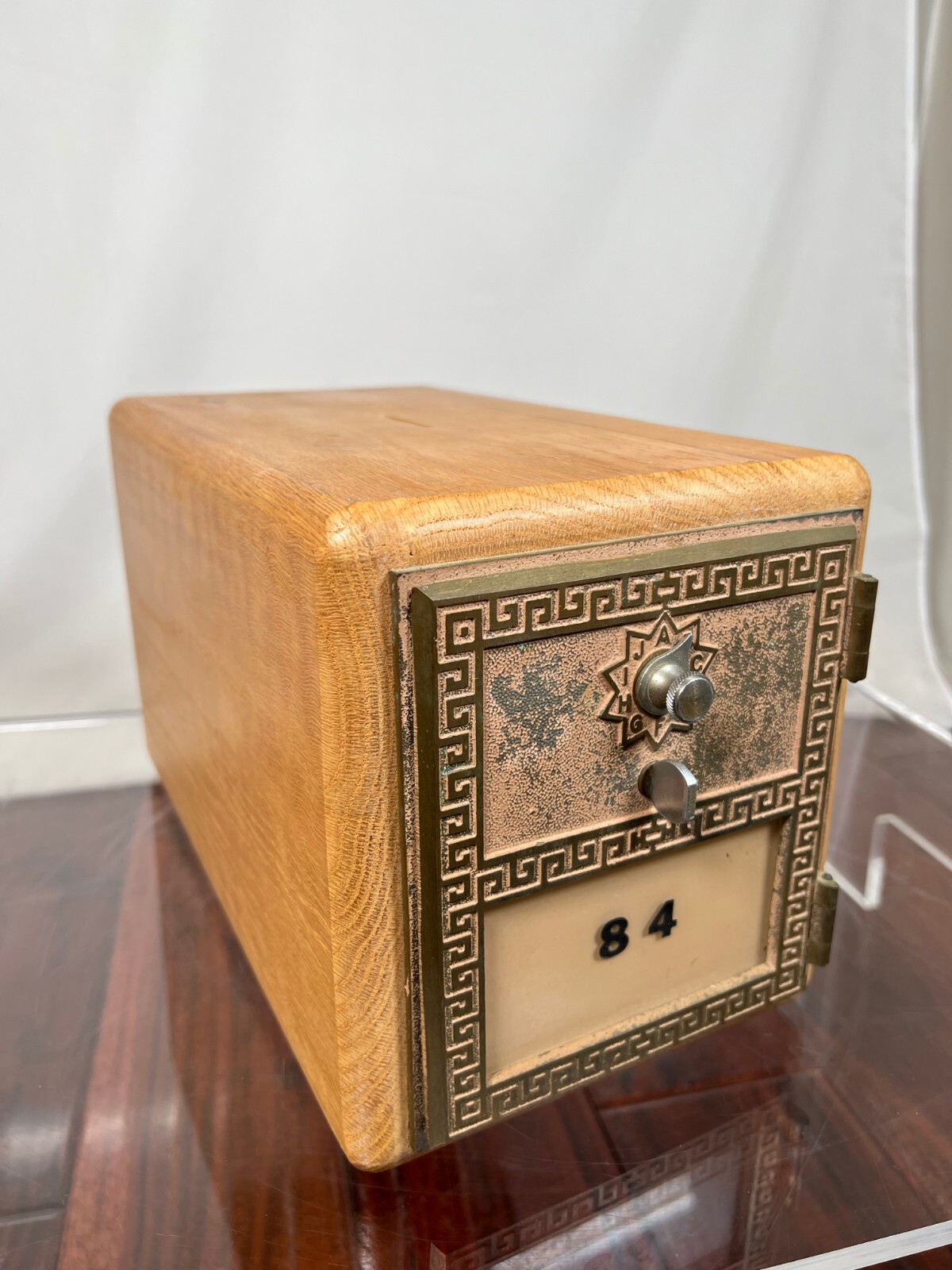 Vintage Post Office Box Door Bank/Gun Safe Red Oak Lock Box Clarkdale