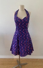 Deadstock Vintage Betsy and Adam Purple Sequin Lace Halter Prom Dress Sz 11 NWT