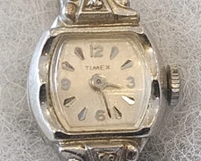 Vtg Timex Ladies Wrist Watch  Rhodium Plated Bezel - Stainless Steel Back - J3