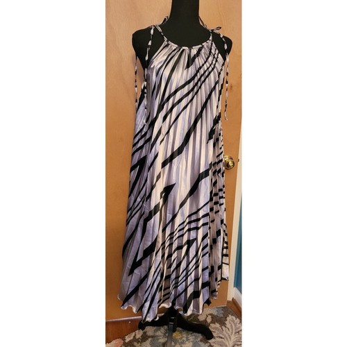 NWT India Boutique Silver & Black Pleated Wedding Guest Maxi Dress