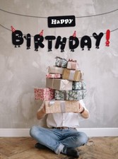 Black Happy Birthday Banner for Birthday Party Decorations Supplies