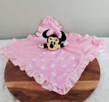 Disney Baby Minnie Mouse Lovey Lovie Security Blanket Crinkle Ears Pink Satin