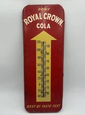 Vintage Original Drink Royal Crown Cola Thermometer Sign Used
