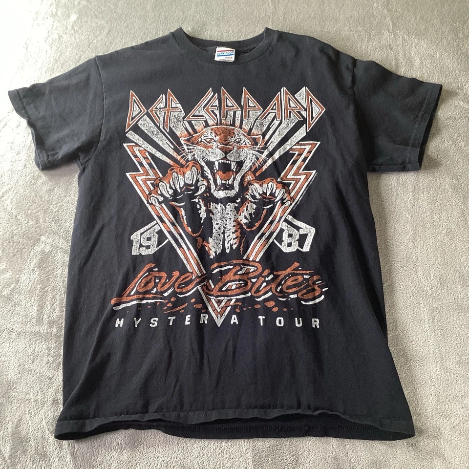 Def Leopard Shirt Adult Small Hysteria Love Bites Tour Tee Junk Food Tees.