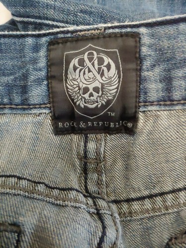 Pantalones de mezclilla para hombre Rock & Republic 30 X 30 perno desgastado bolsillos lavado medio rectos - Imagen 4 de 5