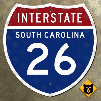 South Carolina Interstate 26 Columbia highway route marker road sign 1957 24x24