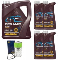 MotoröL Set Mannol 10W-40 Ceramic Pro 9 Liter + ÖLfilter FüR Mercedes G-Klasse