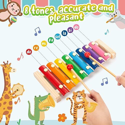 Wooden Xylophone for Kids, Children Xylophone Toy with 2 Child Safe Mallets 1 - Picture 6 of 7