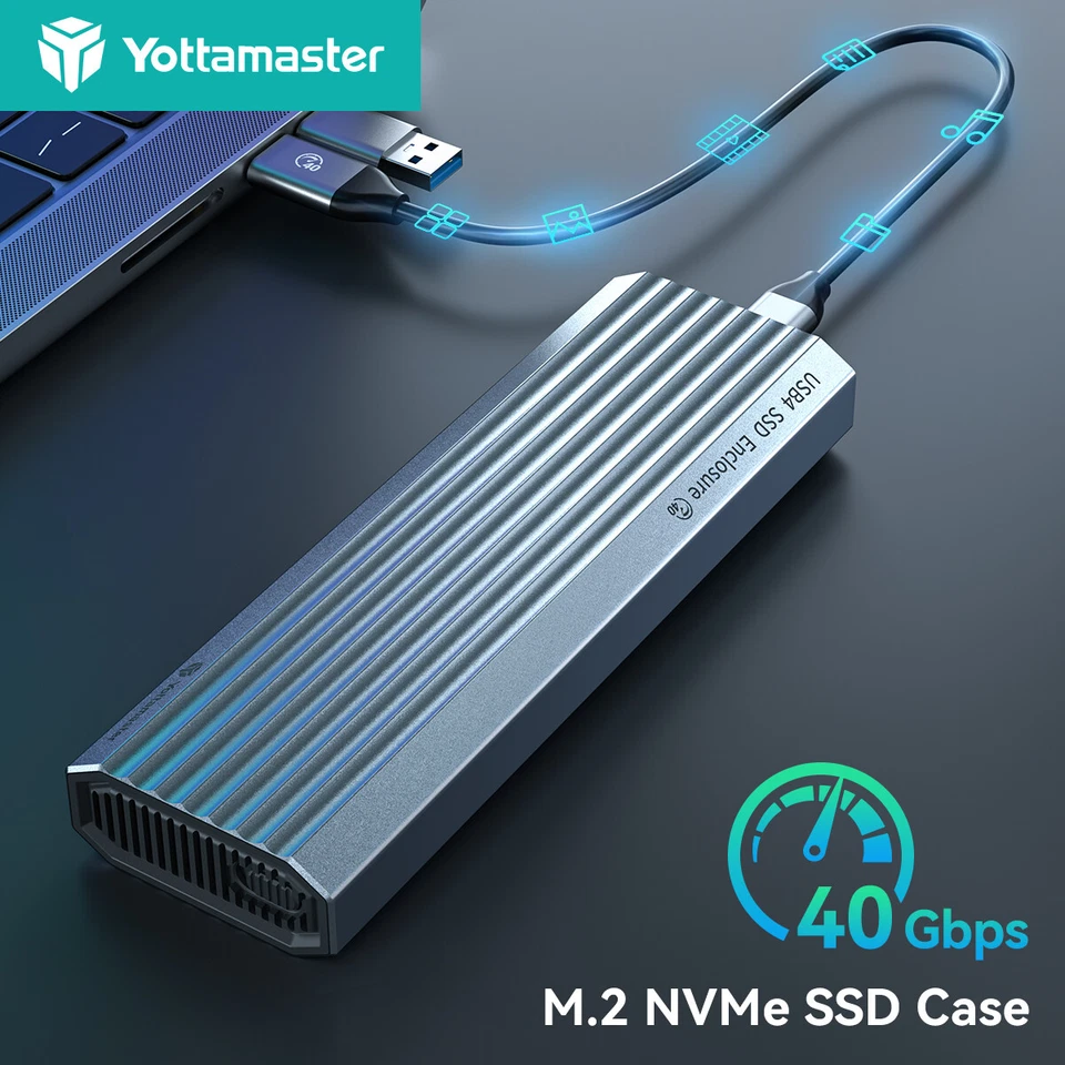 USB4 NVMe SSD-Gehäuse 40 Gbit/s PCIe3.0x4 M.2 Gehäuse für Thunderbolt Aluminium - Bild 2 von 4