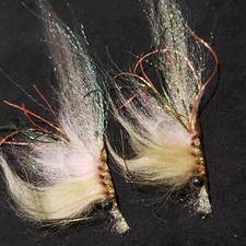 SALTWATER FLY FISHING FLIES SHRIMP # 2/0 CUSTOM TIED TAN / PINK