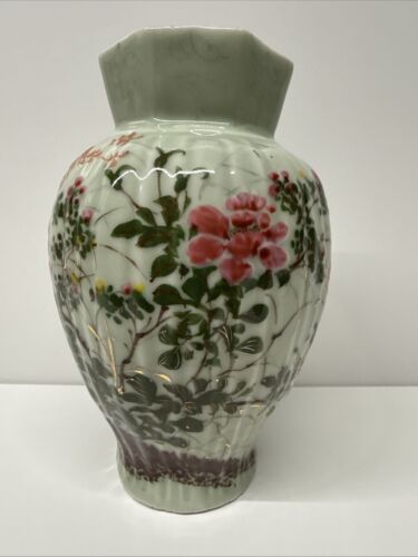 JAPANISCHE MEIJI SETO GRÜN SELADON PORZELLAN VASE ERHABEN BLUMEN VOGEL SIGNIERT Yiye - Bild 11 von 24
