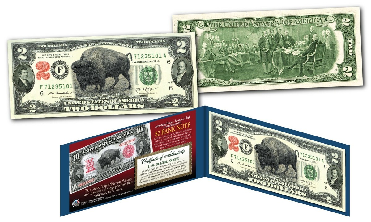 Bison Buffalo / Lewis & Clark 1901 $10 Banknote on Modern Genuine