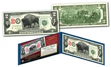 Bison Buffalo / Lewis & Clark 1901 $10 Banknote on Modern Genuine $2 U.S. Bill 