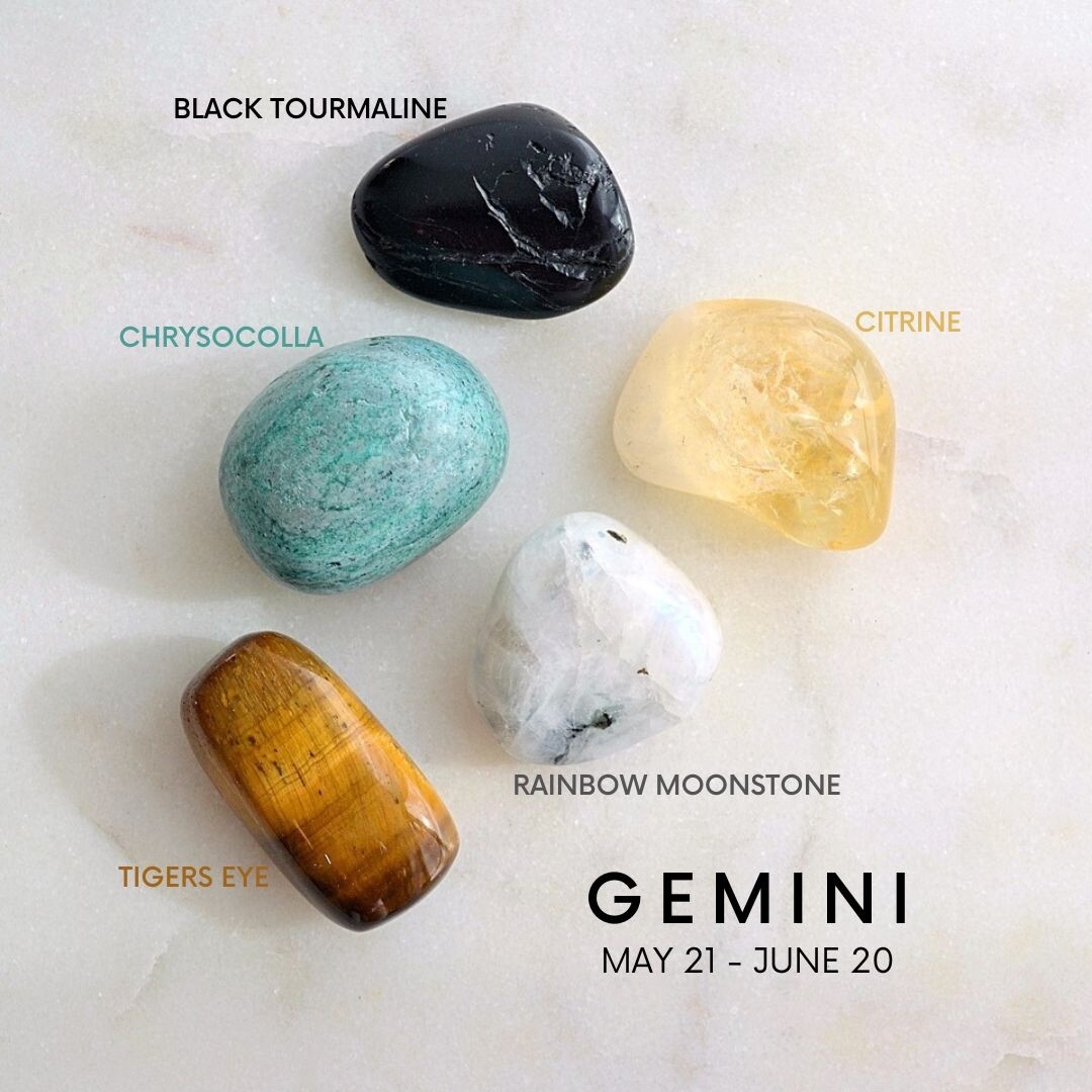 GEMINI CRYSTAL KIT SET OF 5 TUMBLED CRYSTALS ZODIAC GEMSTONE GIFT
