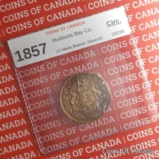 1857 Canada Hudson's Bay Company 1/2 Made Beaver HBC Impaired #coinsofcanada